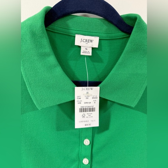 J.Crew Women’s Green Polo Shirt S NWT Collared Stretch Cotton Short Sleeve - Picture 4 of 8